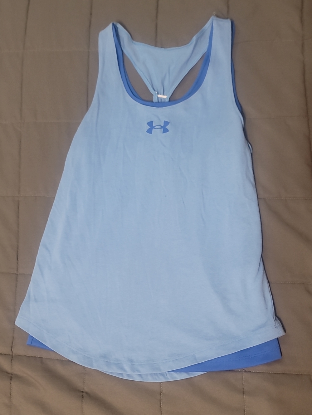 Under Armour Light Blue & Royal Blue Double-Layer Racerback Tank